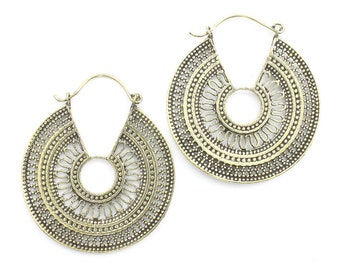 Large Mandala Earrings, Tribal Earrings,  Festival Earrings, Gypsy Earrings, Ethnic Earrings, Mehndi Earrings