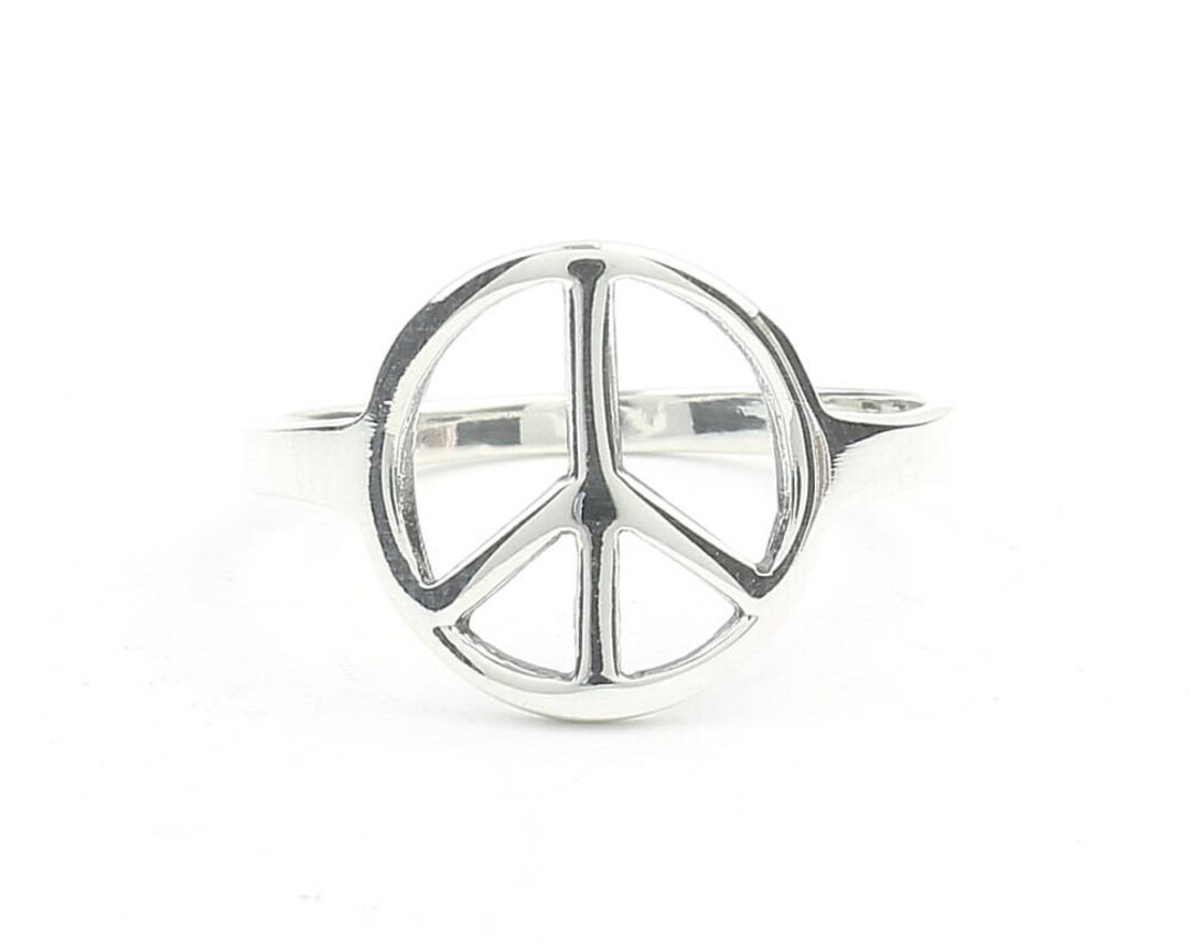 Sterling Silver Peace Sign Ring Silver Peace Ring Hippie Etsy