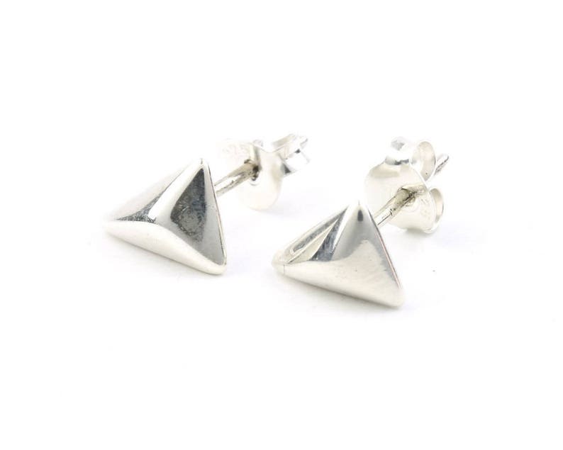 Minimal Stud Earrings Bohemian Sterling Silver Geometric Earrings Triangle Posts Boho Modern Gypsy Festival Jewelry