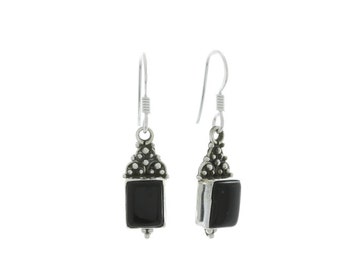 Black Onyx Earrings, Sterling Silver Earrings, Silver Onyx Earrings, Indian Earrings, Ethnic Earrings, Gypsy Earrings