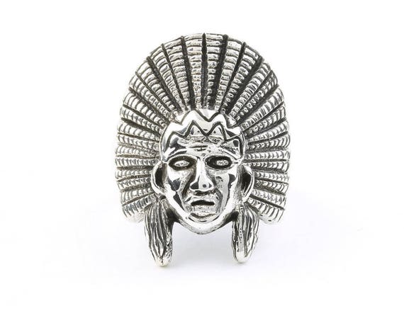 Huge Chief Head Native American Sterling Silver Thicker Bracelet Cuff Huge Chief Head Native American Sterling Silver Thicker Bracelet Cuff