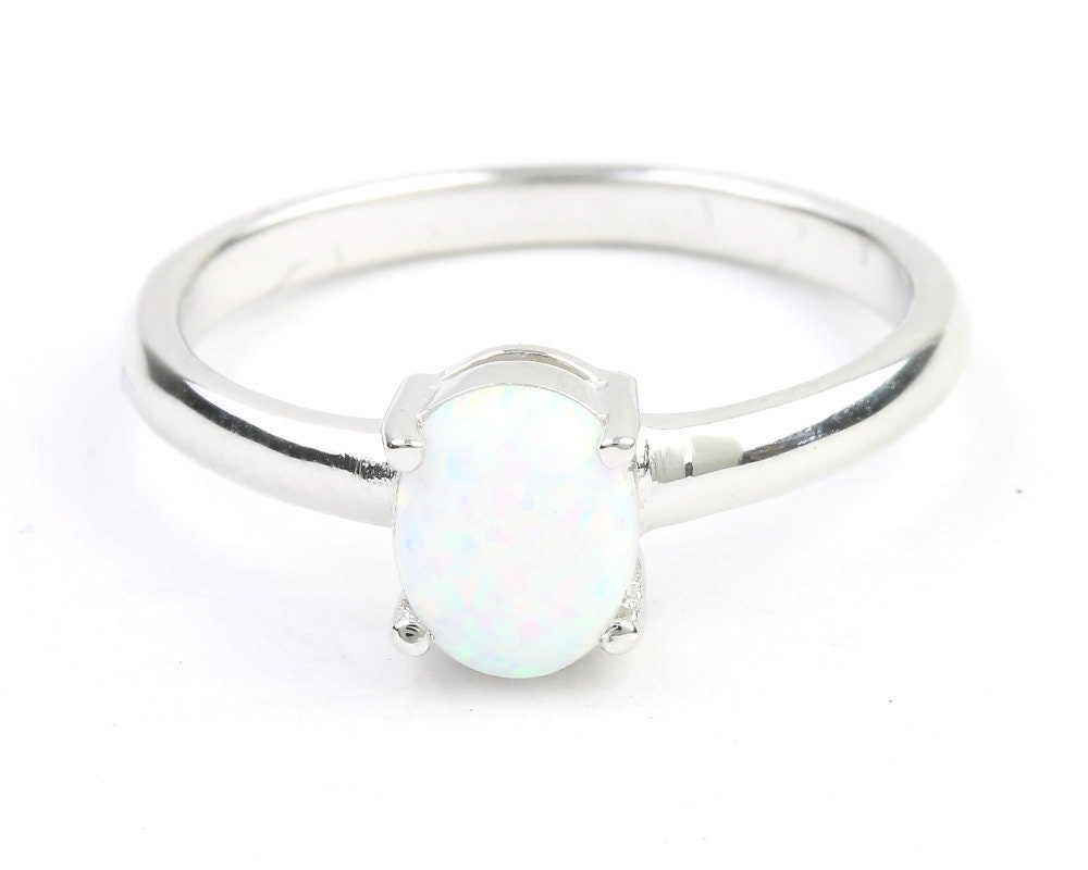 October Birthstone Ring, Opal Jewelry, Oxidized Silver Ring, Hammered –  Artisan Look