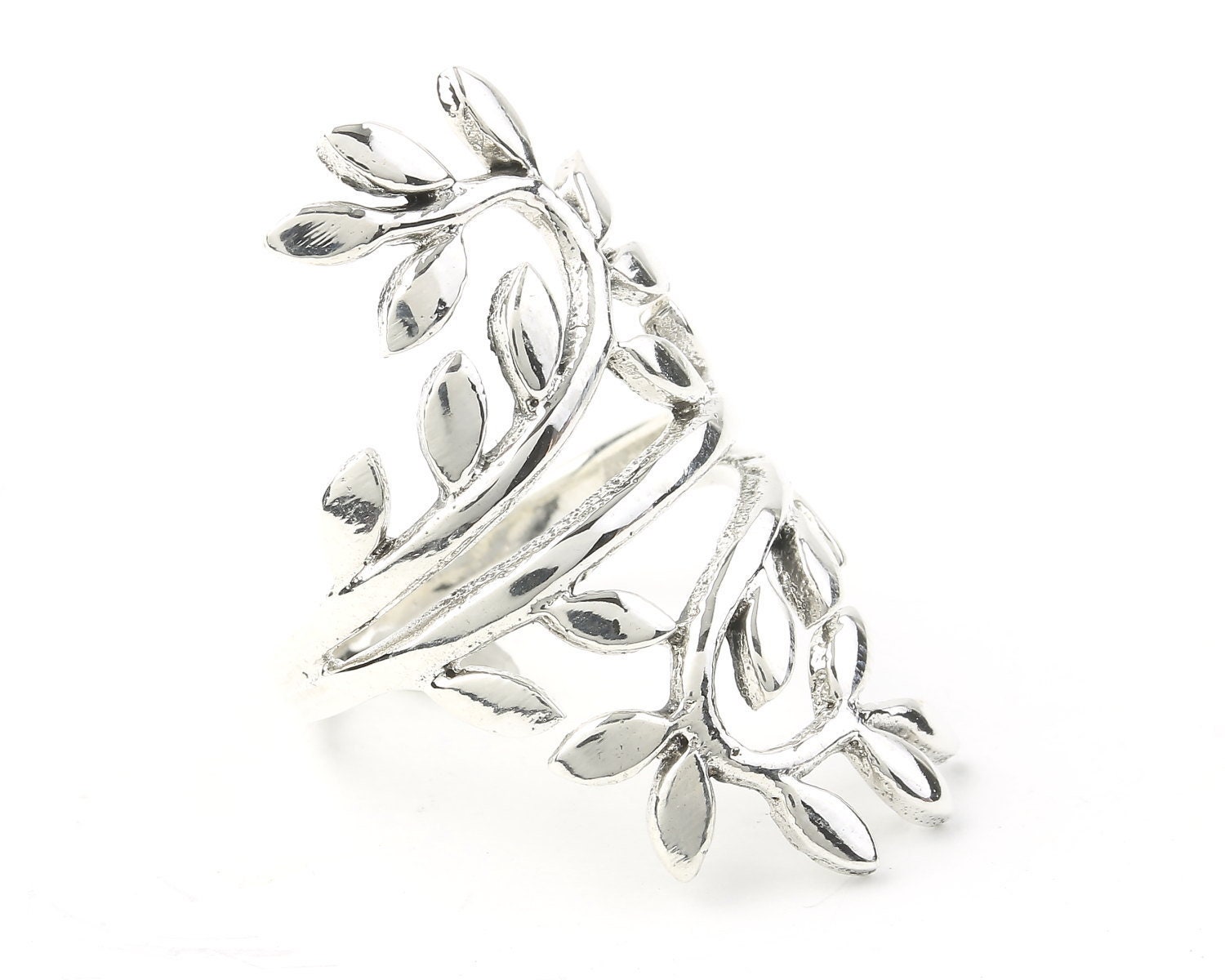 Sterling Silver Floral Ring, Large Statement Piece, Branch, Leaf ring ...