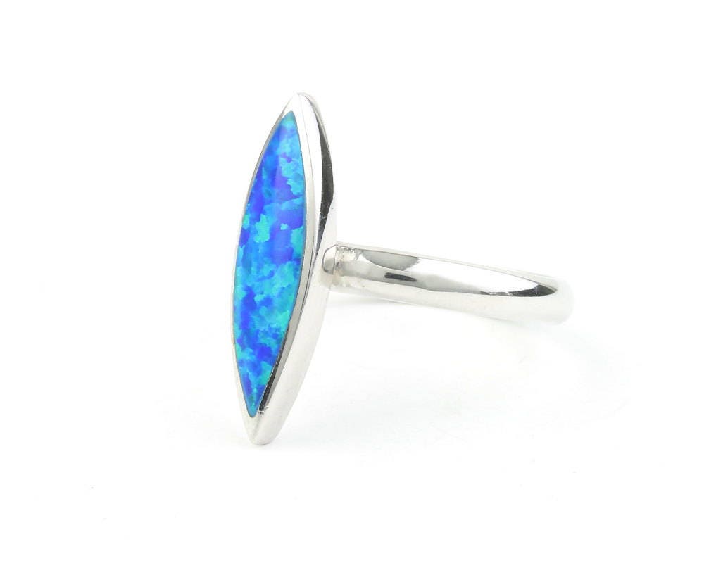 Vena Opal Ring, Sterling Silver Opal Ring, Lab Opal, Boho, Bohemian ...