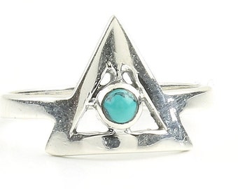 Triangle Turquoise Ring, Sterling Silver Turquoise Ring, Stone Jewelry, Gemstone, Southwestern, Boho, Gypsy, Minimalist, geometric, Modern