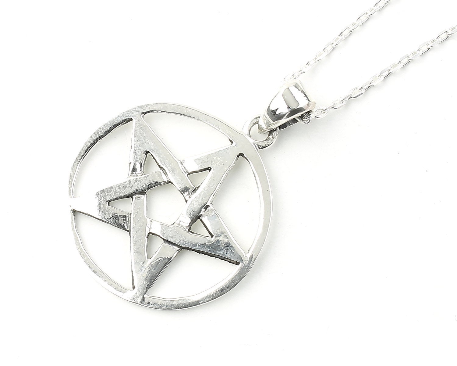 Sterling Silver Pentacle Necklace, Pentagram Jewelry, Wicca, Spiritual ...