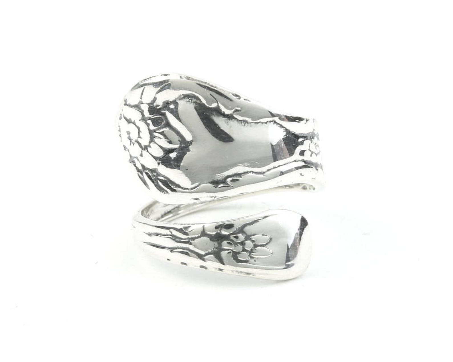 Sterling Silver Spoon Ring, Vintage Spoon Ring, Wrapped Spoon Ring ...