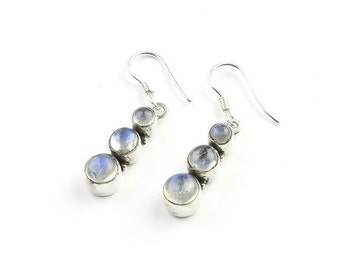 Moon Phase Earrings, Sterling Silver Moonstone Earrings, Moon Earrings, Indian Earrings, Ethnic Earrings