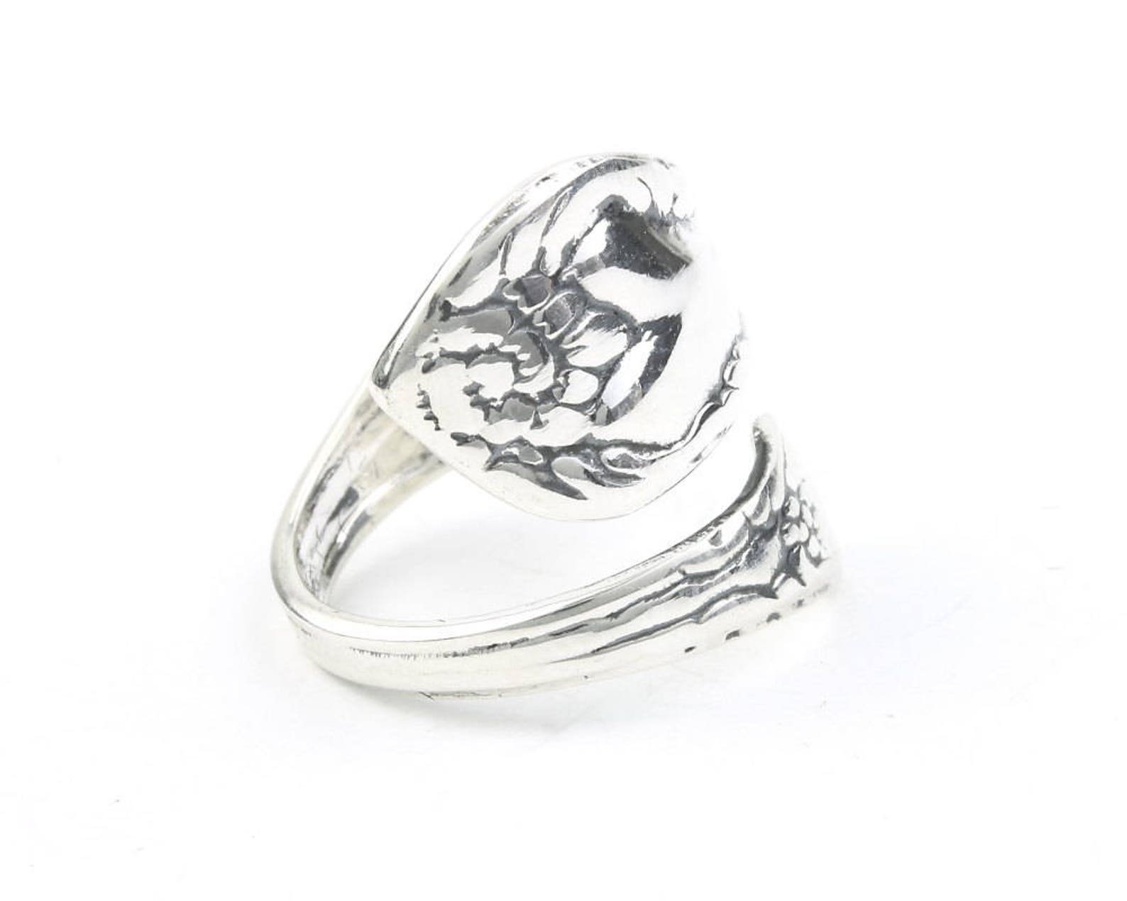 Sterling Silver Spoon Ring, Vintage Spoon Ring, Wrapped Spoon Ring ...