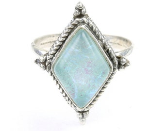 Heaven Snow Opal Ring, Sterling Silver Opal Ring, Stone Jewelry, Gemstone, Boho, Gypsy, Wiccan, Hippie, Spiritual, Modern