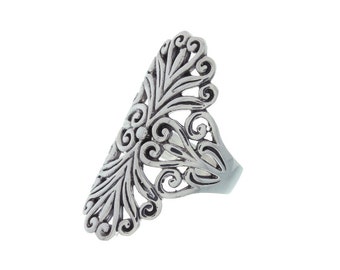 Sterling Silver Filigree Ring, Ornate Ring, Ethnic Ring, Large Sterling Silver Ring