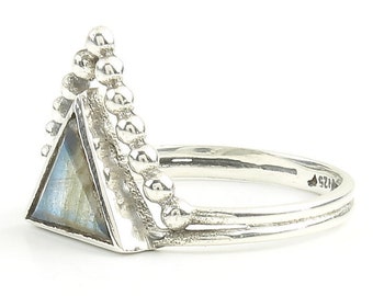 Nathis Blue Quartz Adjustable Triangle Ring Nathis Blue Quartz Adjustable Triangle Ring