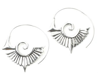 Minya Earrings, Spiral Earrings, Swirl Earrings, Tribal Earrings, Festival Jewelry, Gypsy Earrings, Ethnic, Yoga