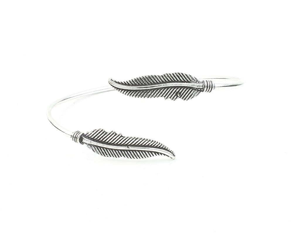 Stunning Silver Feather Bangle Bracelet