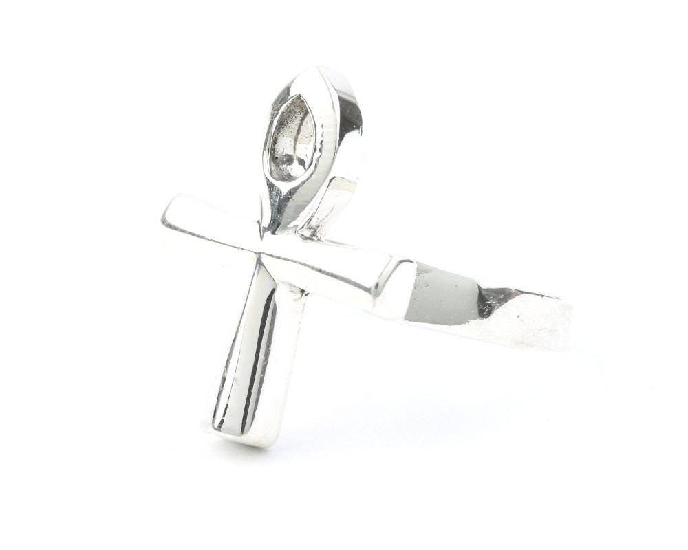 Amazon.com: Blue Apple Co. Ankh Ring Sideways Egyptian Ankh Cross Ring 925  Sterling Silver Petite Dainty Plain 4-12: Clothing, Shoes & Jewelry