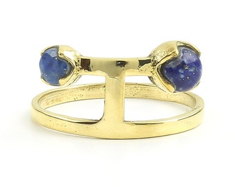 Loni Ring, Brass Lapis Ring, Lapis Lazuli, Geometric, Minimal Ring, Modern Ring, Festival Jewelry, Gypsy Jewelry, Boho