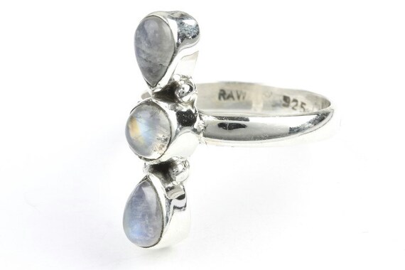 Crystal Stone Gemstone Winter Horizon Ring Sterling Silver Moonstone Ring