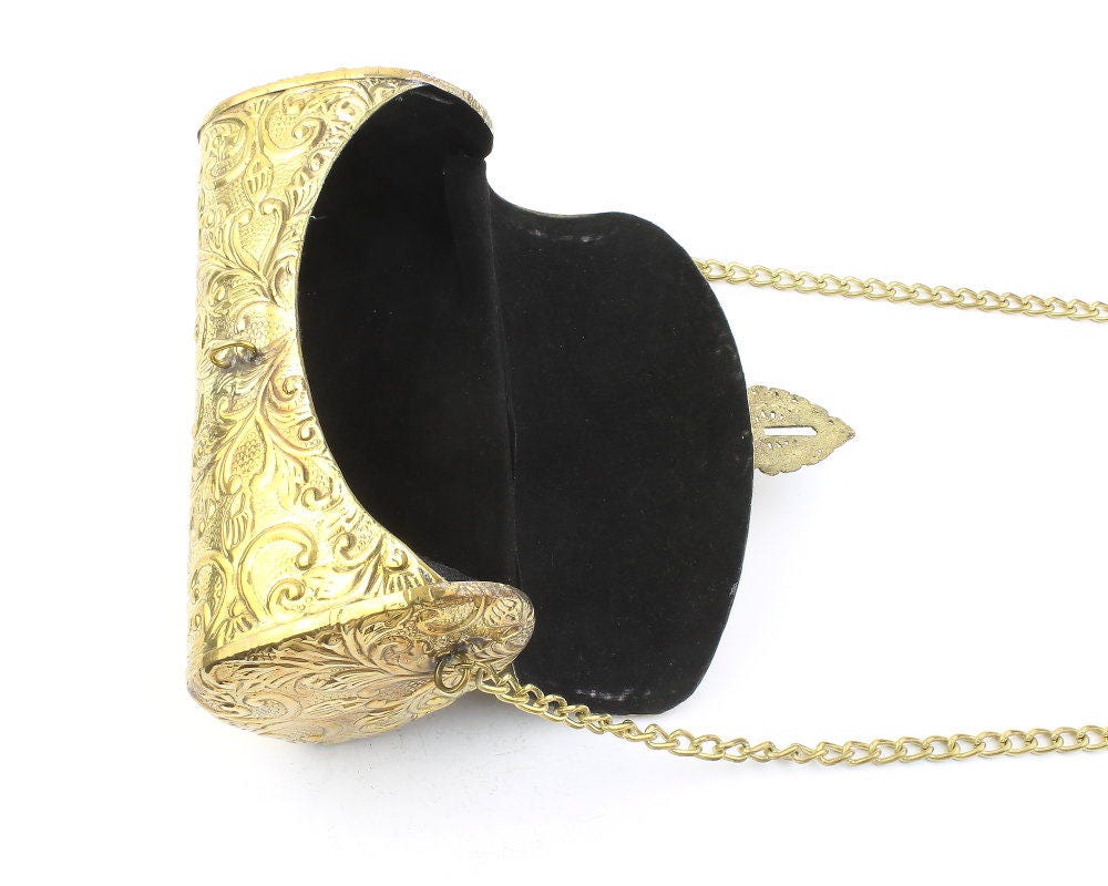 Brass Vintage Purse Ornate brass bag Metal Purse Antique Bag Gold Purse Boho Gypsy Cigarette Case
