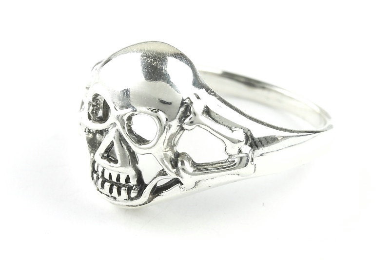 Silver Skull Ring, Sterling Silver Ring, 925, Skeleton Ring, Bones ...