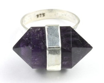 Amethyst Dazed Ring, Sterling Silver Ring, Stone Jewelry, Gemstone, Crystals, Boho, Gypsy, Hippie, Wiccan, Spiritual