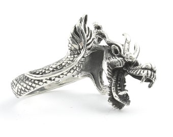 Sterling Silver Dragon Ring, Chinese Dragon, Animal Ring, Fire,  Gypsy, Festival Jewelry, Adjustable, Renaissance, outfit