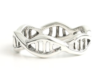 Sterling Silver DNA Ring, Double Helix DNA Structure, Human DNA, Stacking ring,  Boho, Bohemian, Festival, Gypsy, Animal Jewelry