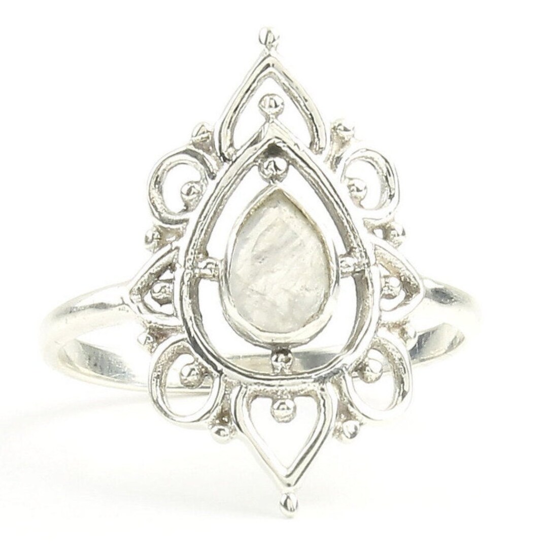 Hindi Moonstone Ring Sterling Silver Moonstone Ring Stone Etsy