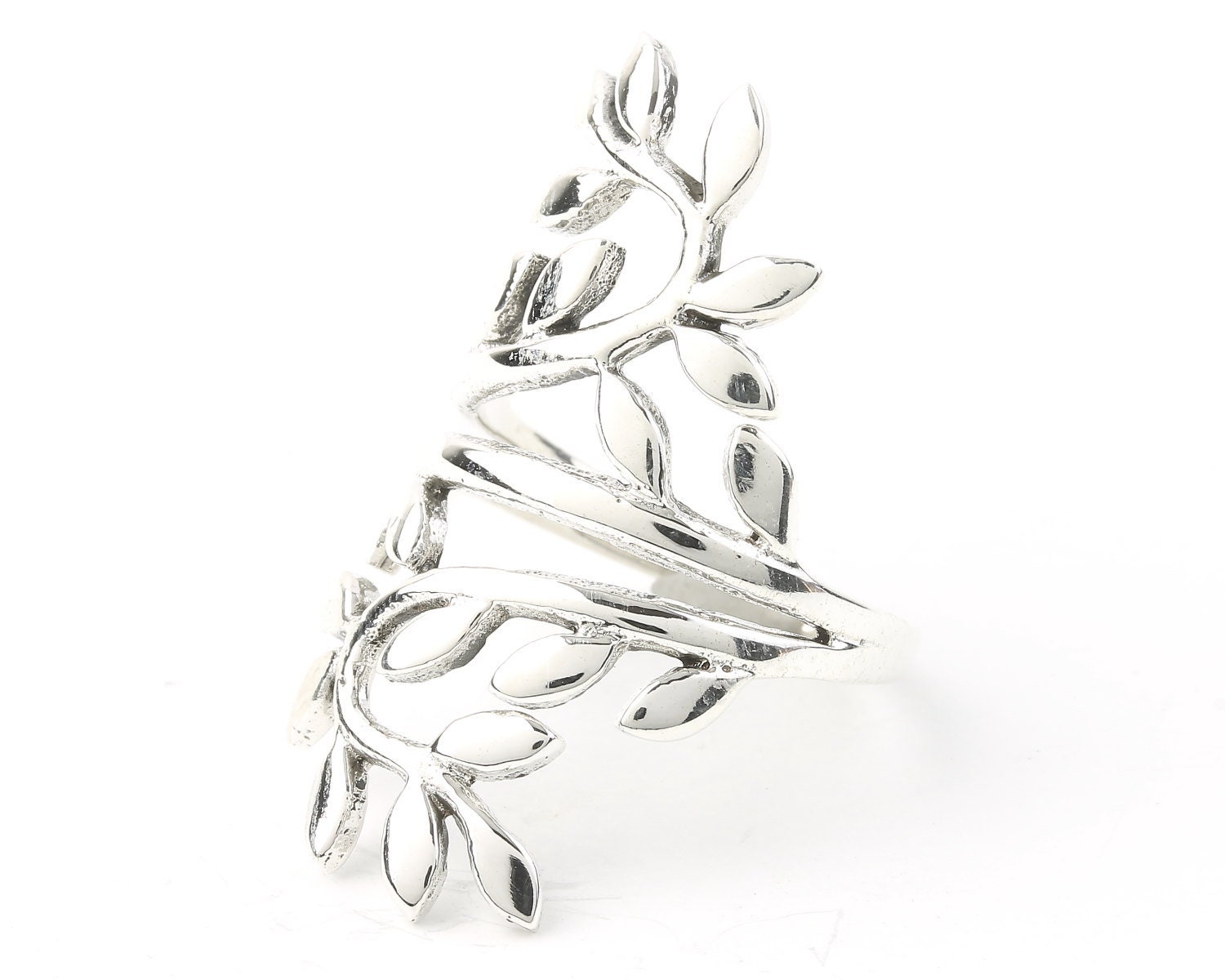 Sterling Silver Floral Ring, Large Statement Piece, Branch, Leaf ring ...