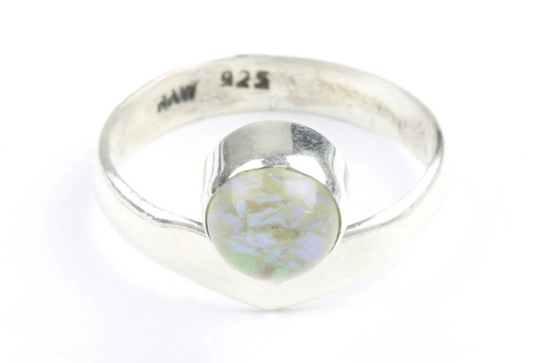Gold Dust Ring Sterling Silver Opal Ring Stone Jewelry Etsy