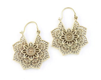 Mandala Brass Earrings , Tribal Brass Earrings,  Festival Earrings, Gypsy Earrings, Ethnic Earrings