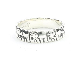 Sterling Silver Elephant Ring, Elephants Herd  Ring, Ethnic Ring, Elephant Jewelry