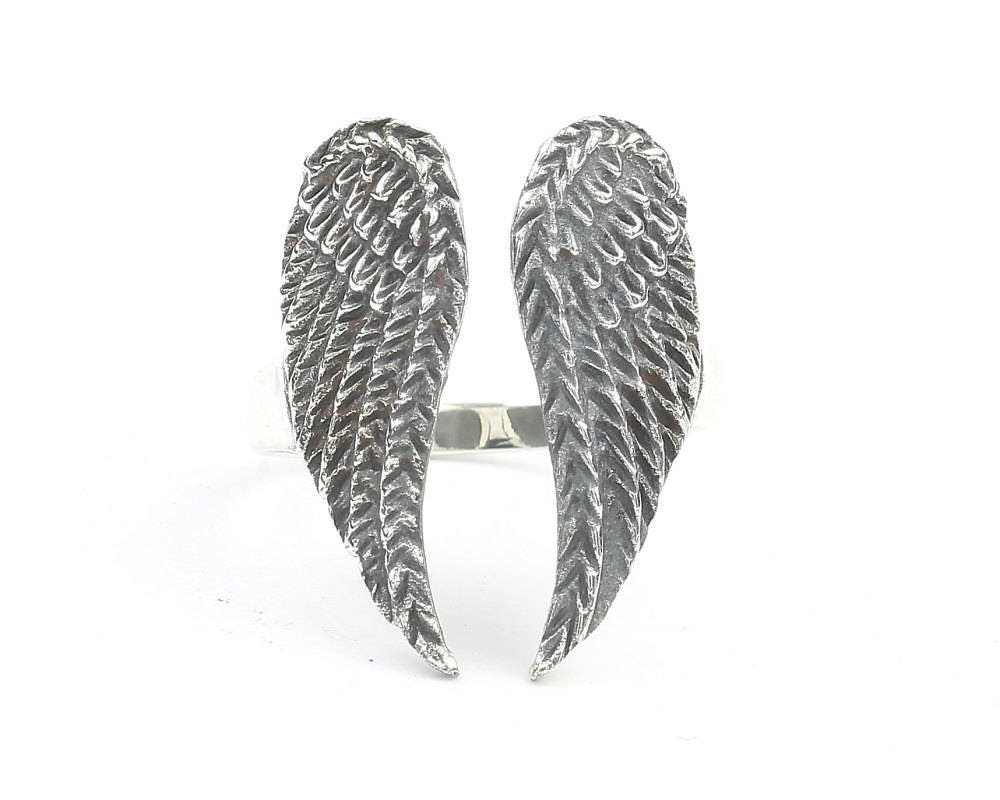 Angel Wing Ring Open Silver Ring Silver Wing Ring Minimalist Silver Ring Sterling Silver Adjustable Ring