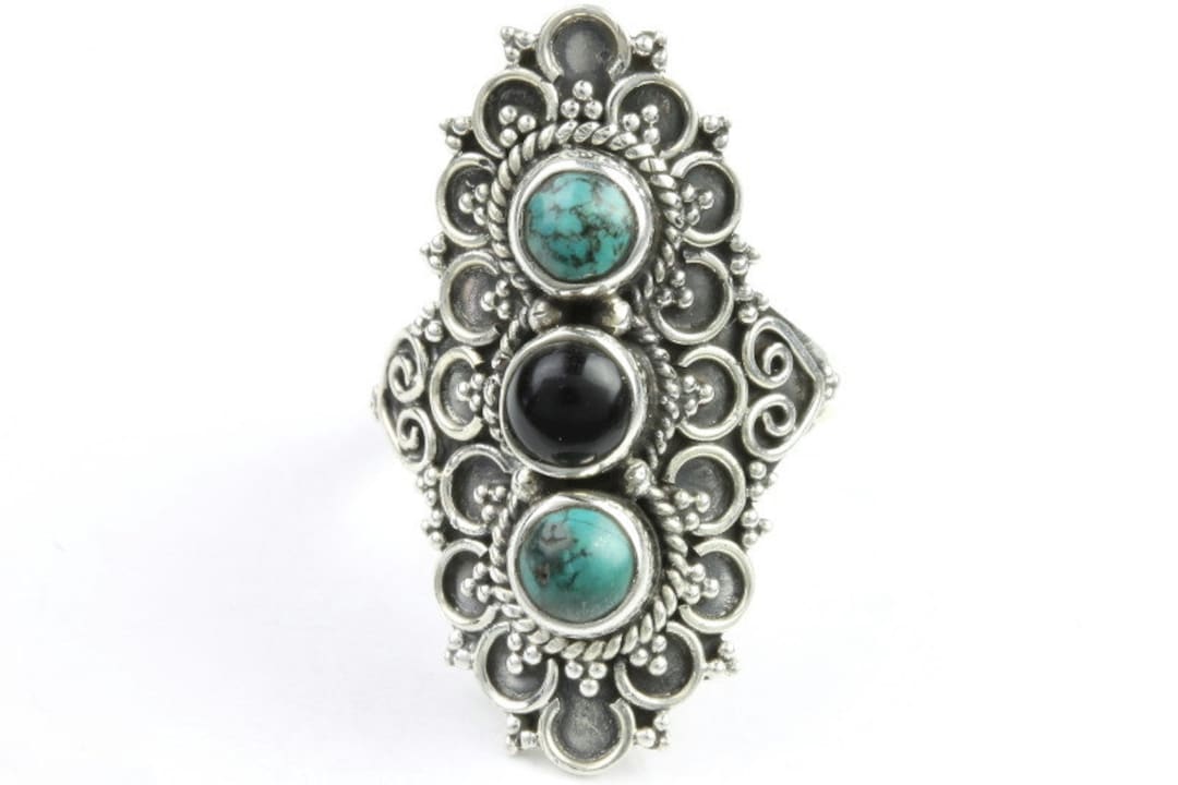 Anillo De Plata Turquesa Para Hombres Joyería Hecha A Mano De