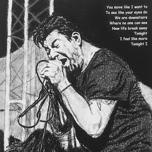 Chino Moreno - Deftones- Charcoal Portrait - Limited Edition Mounted Print run of 10 from original artwork