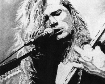 Dave Mustaine - Retrato a carvão - Edição limitada, tiragem montada de 100 exemplares da arte original