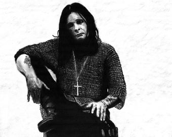 Ozzy - Charcoal Portrait - Limited Edition Mounted Print run of 100 from original artwork