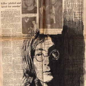 John Lennon - Charcoal Portrait - Limited Edition Mounted Print run of 100 from original artwork