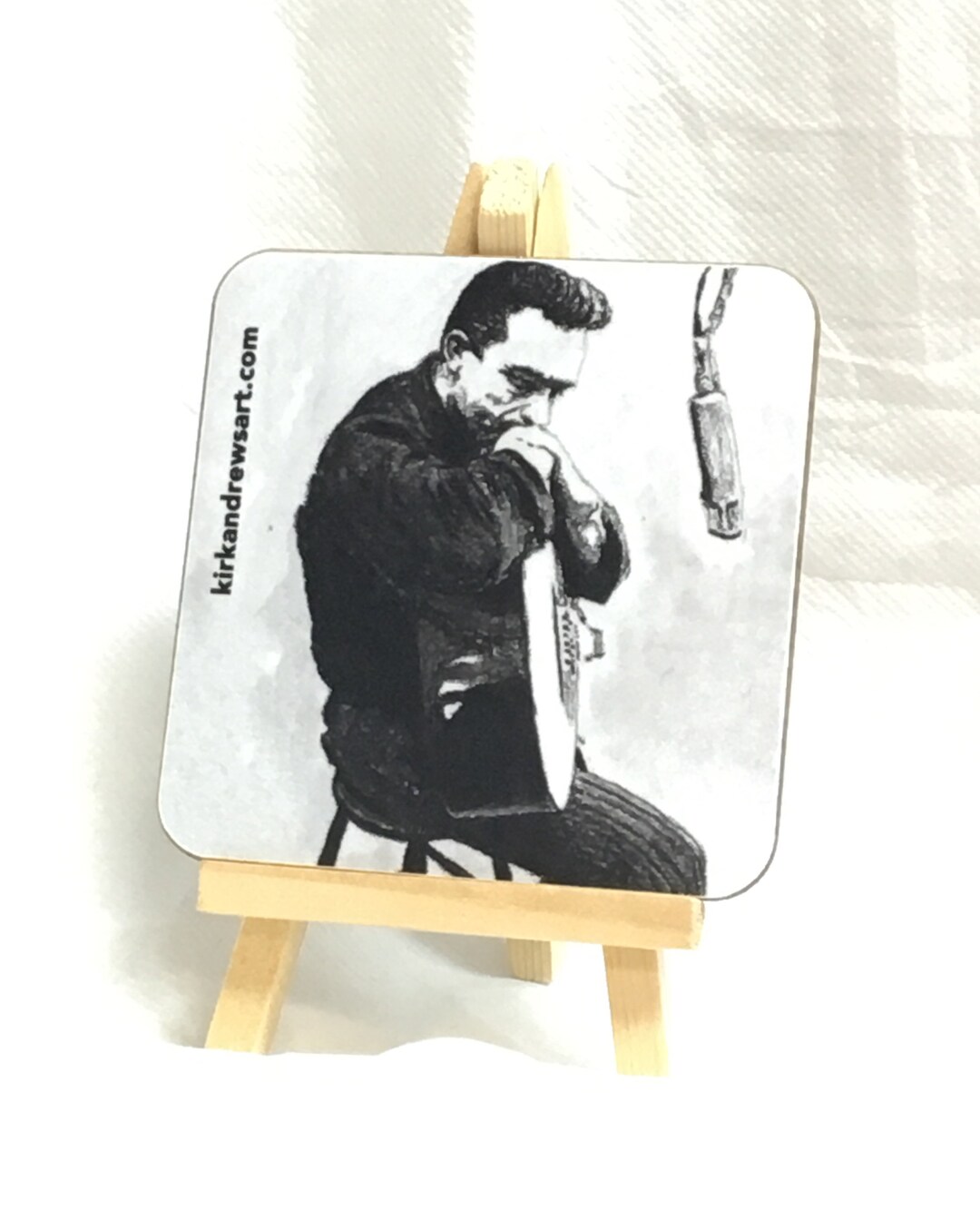 Johnny Cash Coaster Printed From Original Charcoal Portrait Free UK