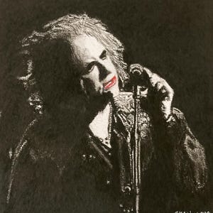 Robert Smith - Charcoal/Pastel Portrait - Limited Edition Mounted Print run of 100 from original artwork