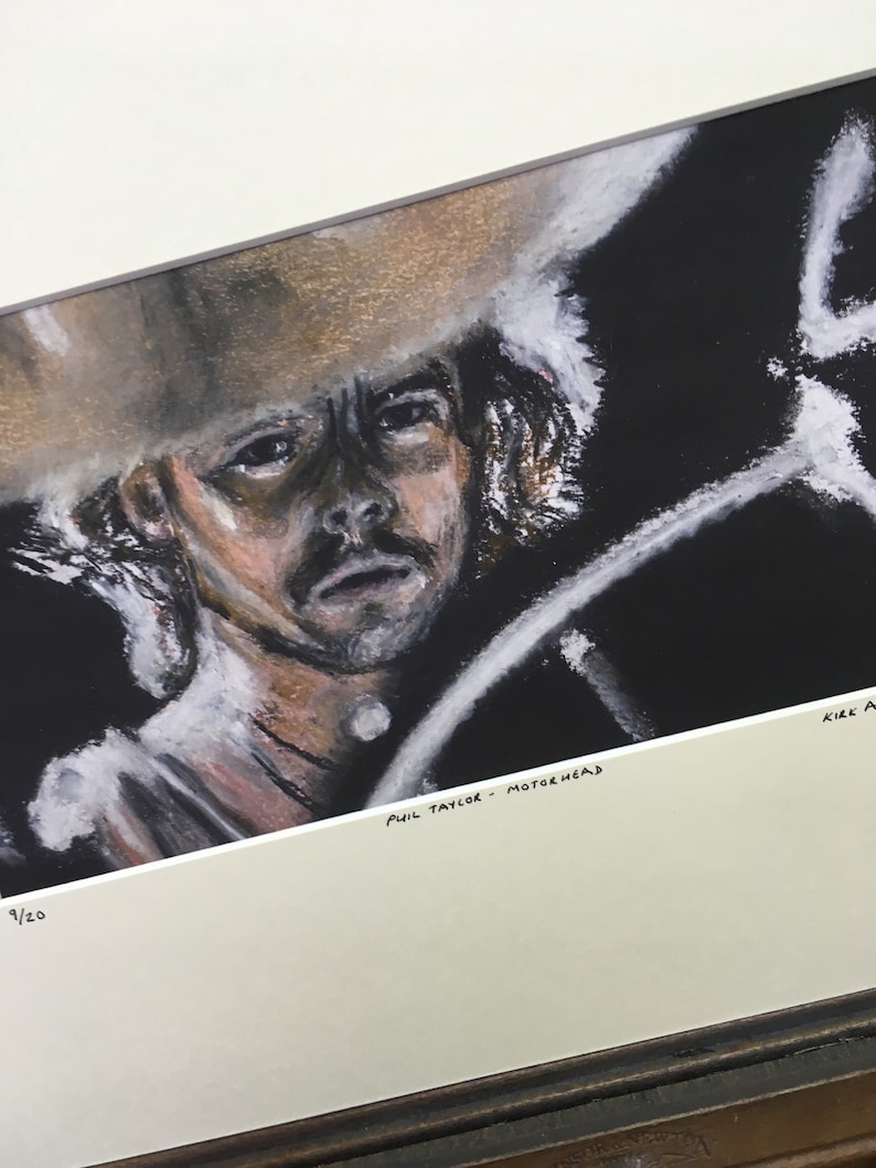 Phil Taylor Limited Edition Print run of 20 from original pastel portrait Motorhead