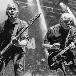 The Stranglers - Charcoal Portrait - Limited Edition Mounted Print run of 100 from original artwork