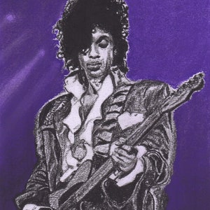 Prince - Charcoal Portrait - Limited Edition Mounted Print run of 100 from original artwork