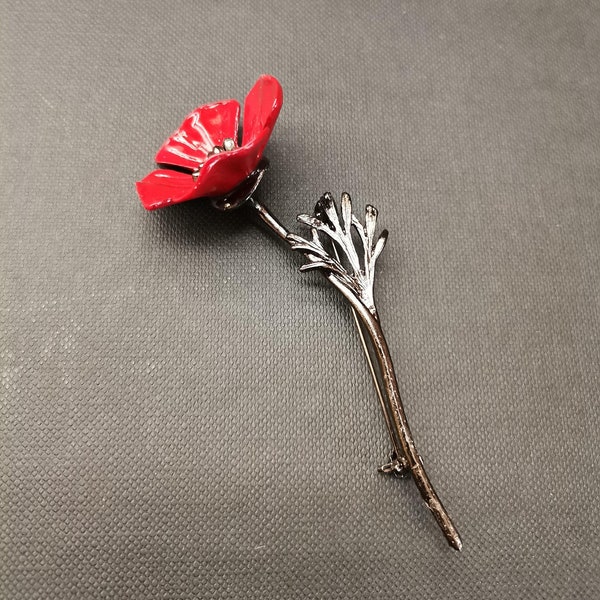 Broche Coquelicot rouge (émaillé/Laiton)