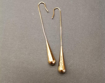 Boucles d'oreilles goutte pendante (Acier inox doré)