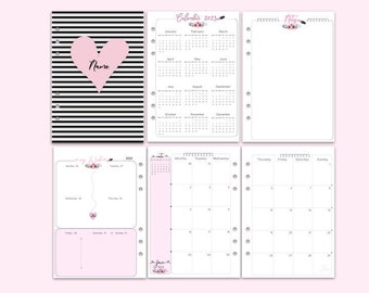Printed:Planner insert refill A5 for Filofax or Kikki A5 size "Floral Planner" 2024