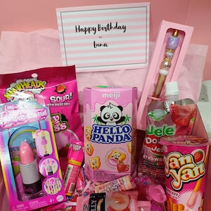 Caixa de lanche Caixa de presente Presente de papelaria para menina Caixa de presente rosa Cartão de presente de aniversário