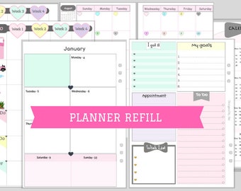 2022 -2023  A5  Planner inserts (for Kikki) or any planner use A5 size paper
