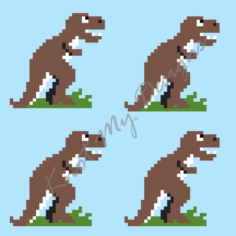 T-rex Dinosaurs Pack—c2c Crochet Blanket Pattern Graph & Row ...