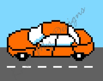 Orange Sedan Car- C2C Crochet Blanket Pattern Graph & Row Instructions /Corner to Corner /C2C Car Baby Blanket /C2C Graphgan -KnotMyDesigns