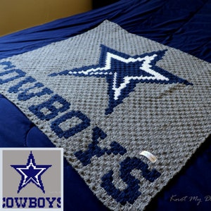 Blue Star Dallas Cowboys - gráfico de padrão de manta de crochê C2C e instruções de linha | Futebol Americano C2C | C2C Graphgan | KnotMyDesigns